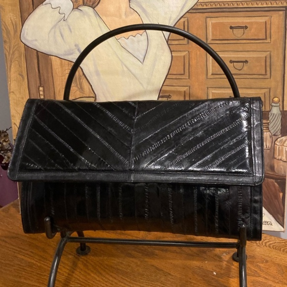 Vintage Eel Skin Large Clutch EUC  12.5” x 7.5” - Black